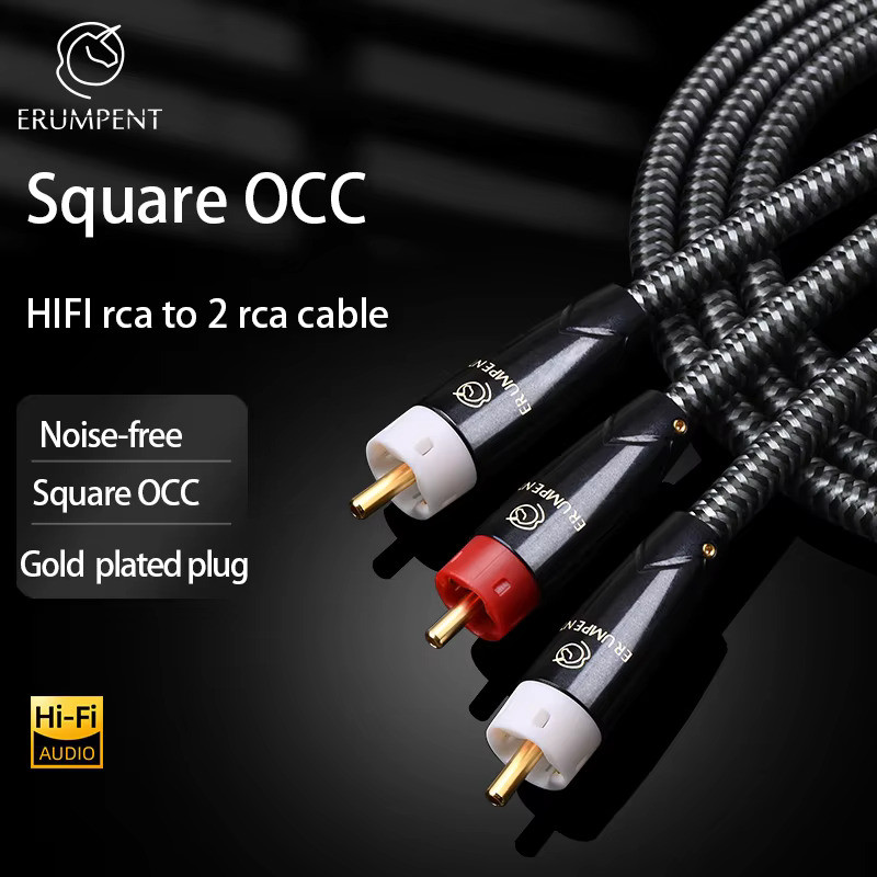 HiFi RCA to 2RCA Audio Cable for Subwoofer Amplifier Multimedia Square ...