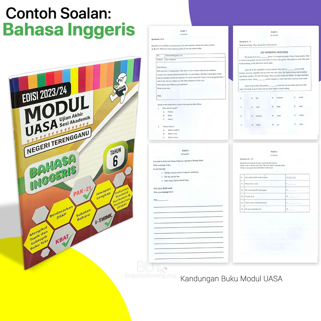 Combo Set 5 Modul UASA Terengganu Buku Latihan Kerja Tahun 6 Work Book ...