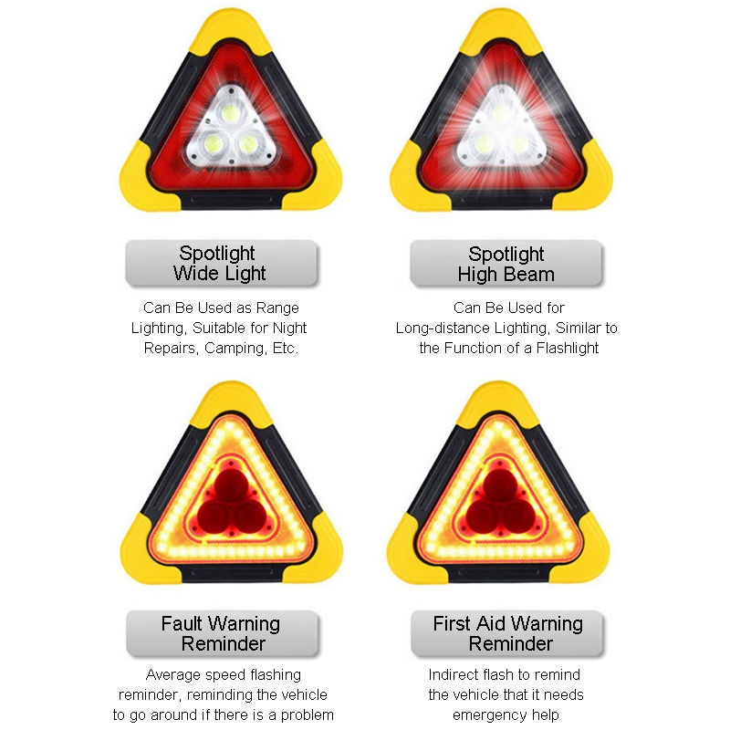 GDeal 4 Modes Solar Rechargeable Triangle LED Emergency Light 3 Light ...