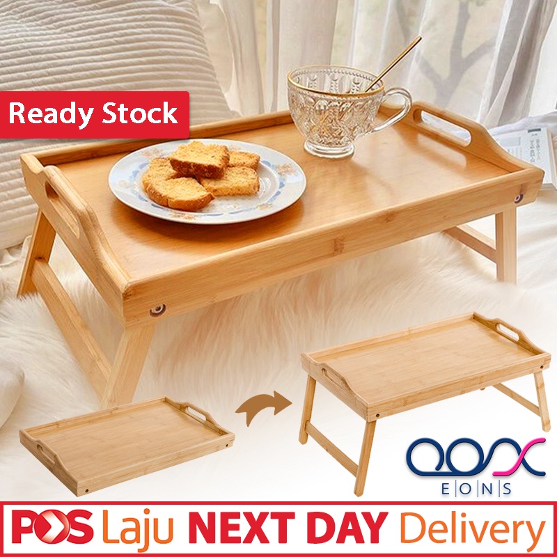 EASY STORAGE 💖 Foldable Wooden Table Mini Sofa Food Serving Bed Tray ...