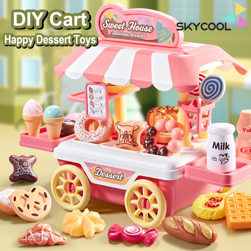 Pretend Play Ice Cream Truck Toy for Kids 8/16 Piece Ice Cream Shop