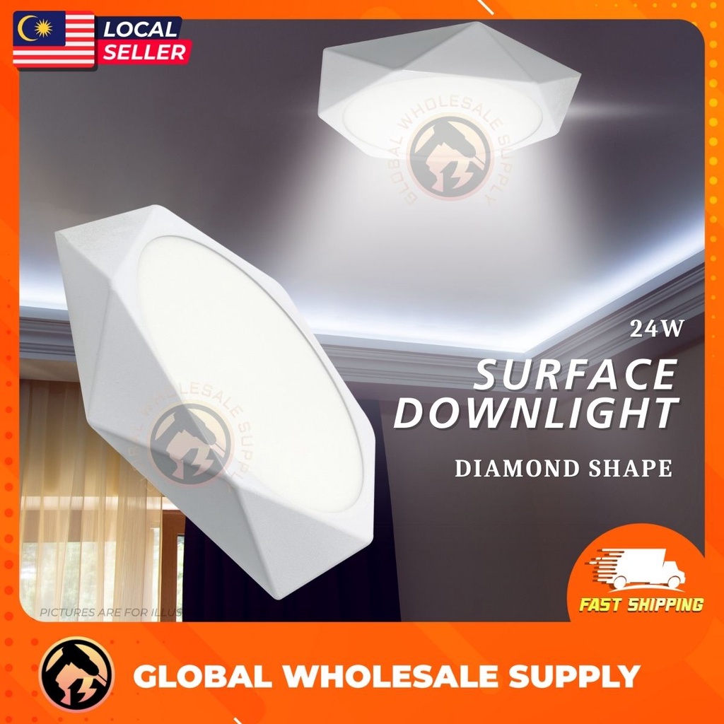 24W Diamond Shape Large LED Surface Downlight LED Downlight Ceiling ...