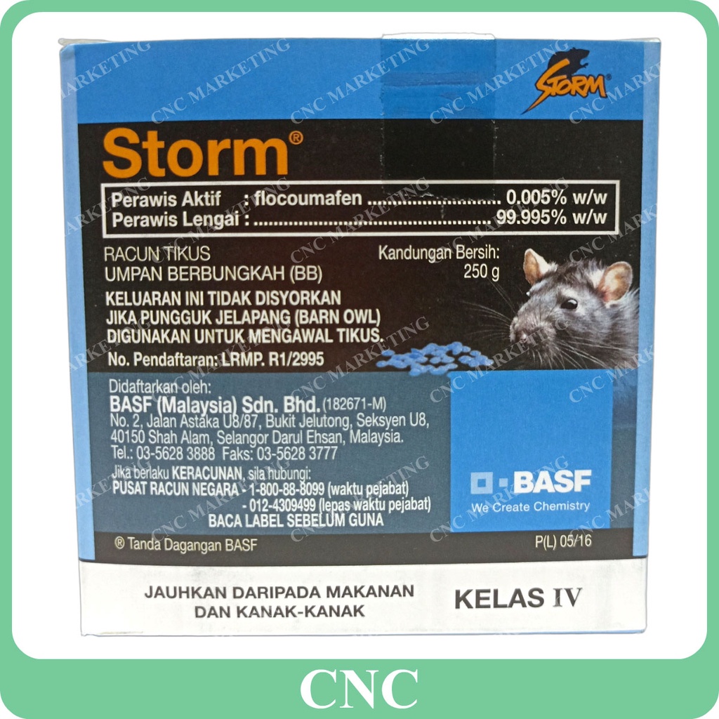 250GM Storm BASF Ubat Racun Tikus Rotendicides Flocoumafen 0.005% Butir ...