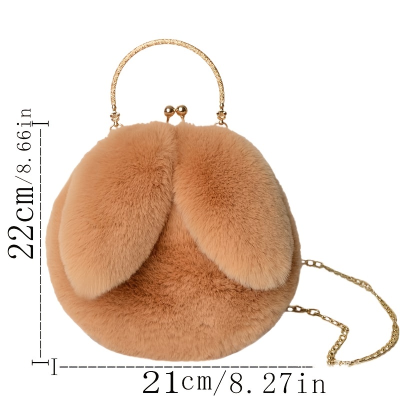 Cute Fluffy Bunny Design Handbag, Kawaii Easter Bunny Purse, Stylish ...