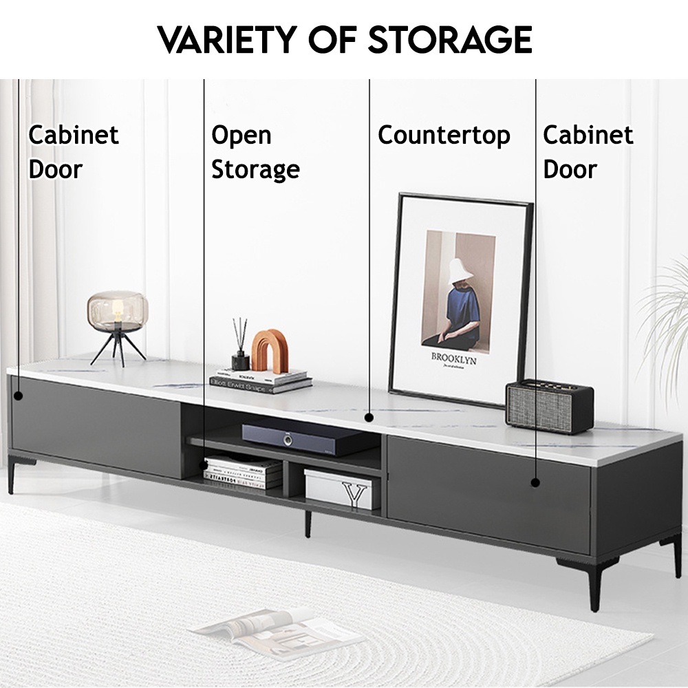 Borong365 Wooden TV Console Media Storage Rack Entertainment Unit ...