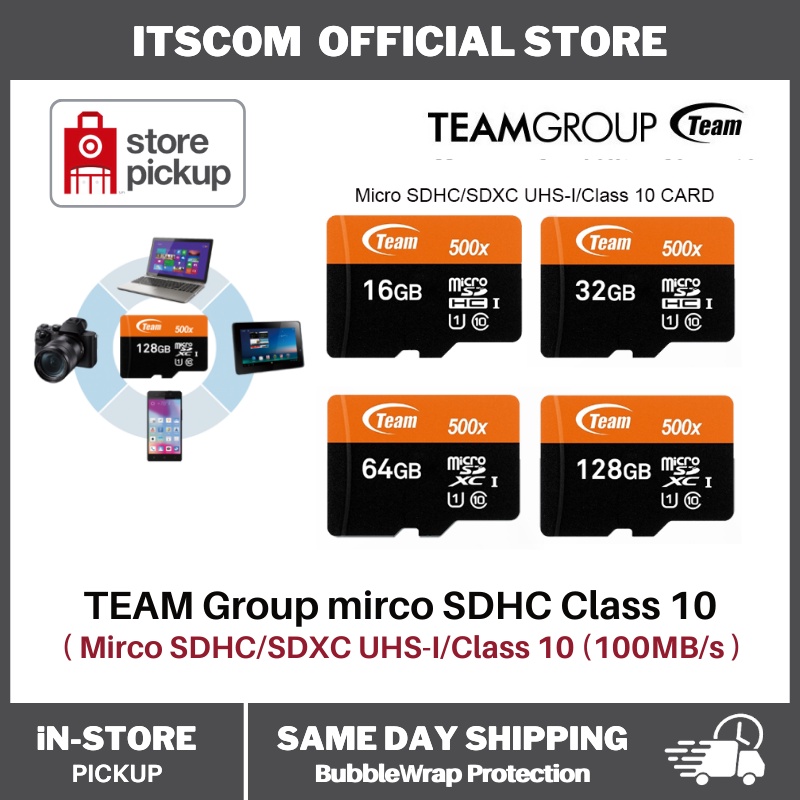 Team Group Micro SD Card U1 Class 10 16GB / 32GB / 64GB / 128GB Shopee Malaysia