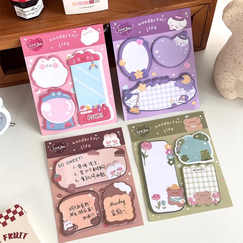 60 Sheet/Set Cute Creative Cartoon Sticky Notes Memo Bookmark Mini ...
