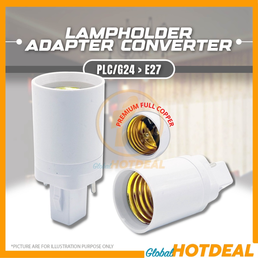 [1PC] Premium Full Copper PLC / G24 Male to E27 Female Socket Base ...