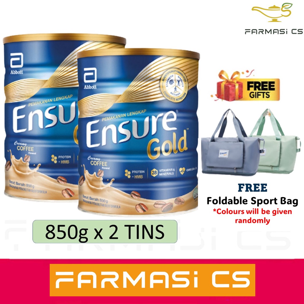 Abbott Ensure Gold Creamy Coffee Flavored 850g x 2 Tins (TWIN) Free