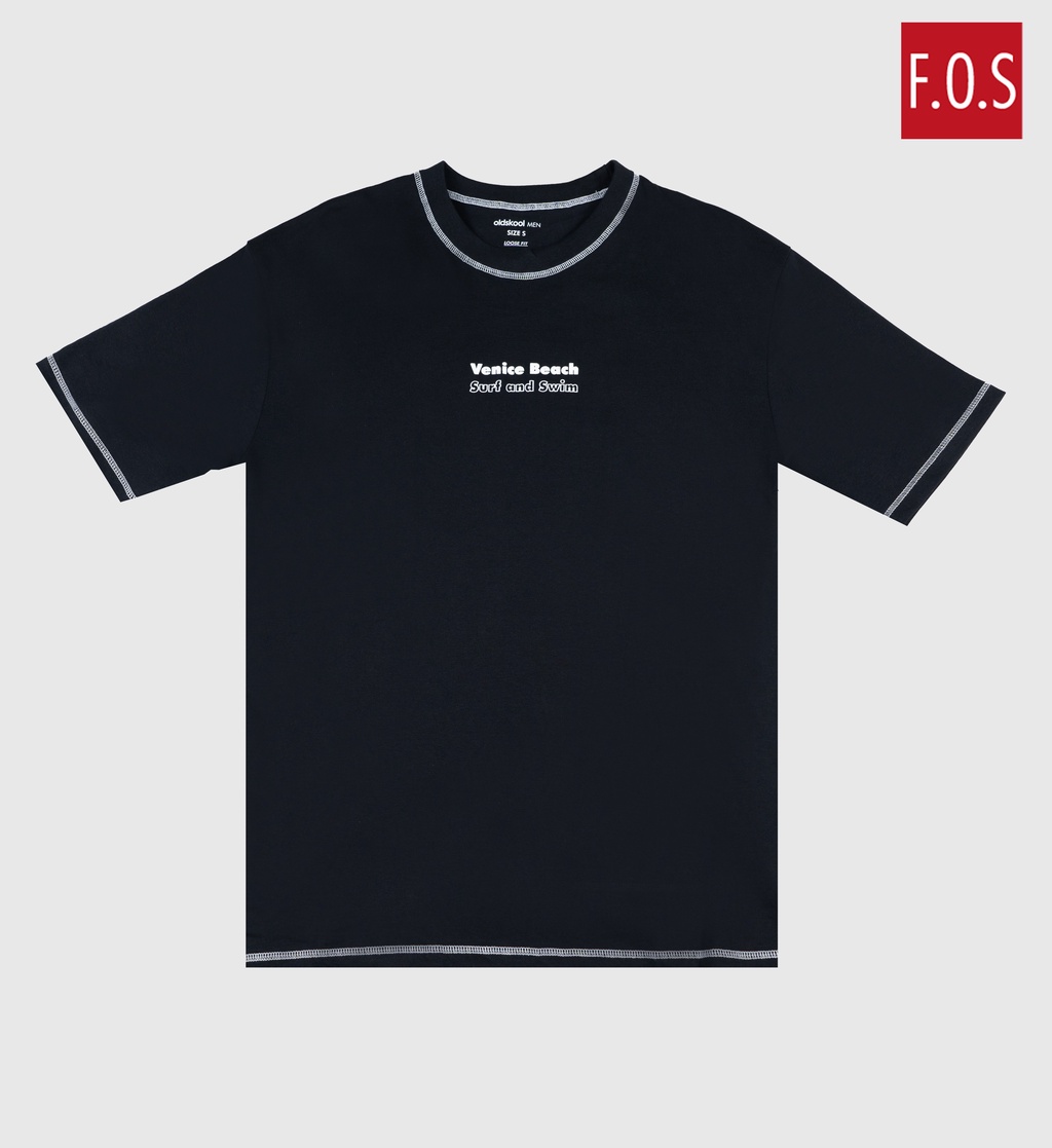 FOS x oldskool Men's Loose Fit Graphic Tee | Contra Stitch Series (BLK