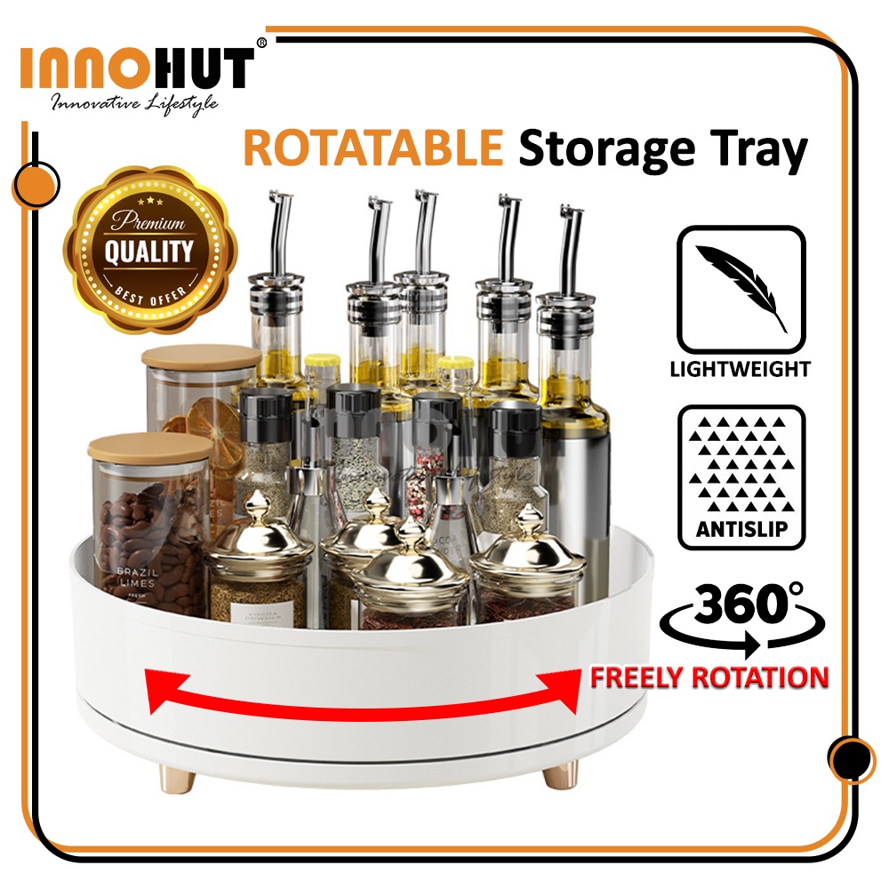 Innohut 360° Rotatable Storage Tray Cosmetic Storage Box Bekas ...