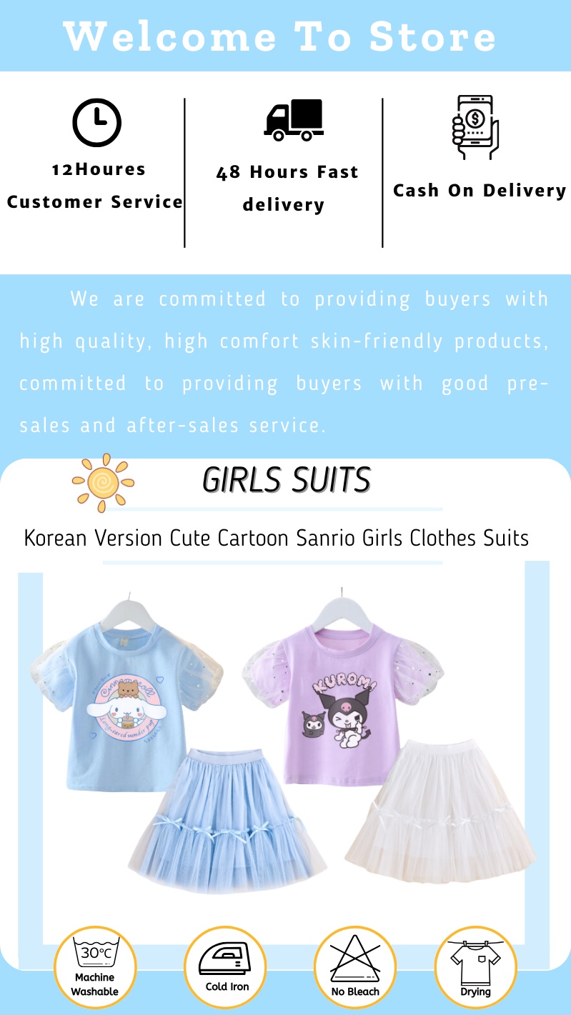 Girl's Print Bamboo Short Sleeve Playtime Outfit Set - Summer Sky Flower Power main image 0