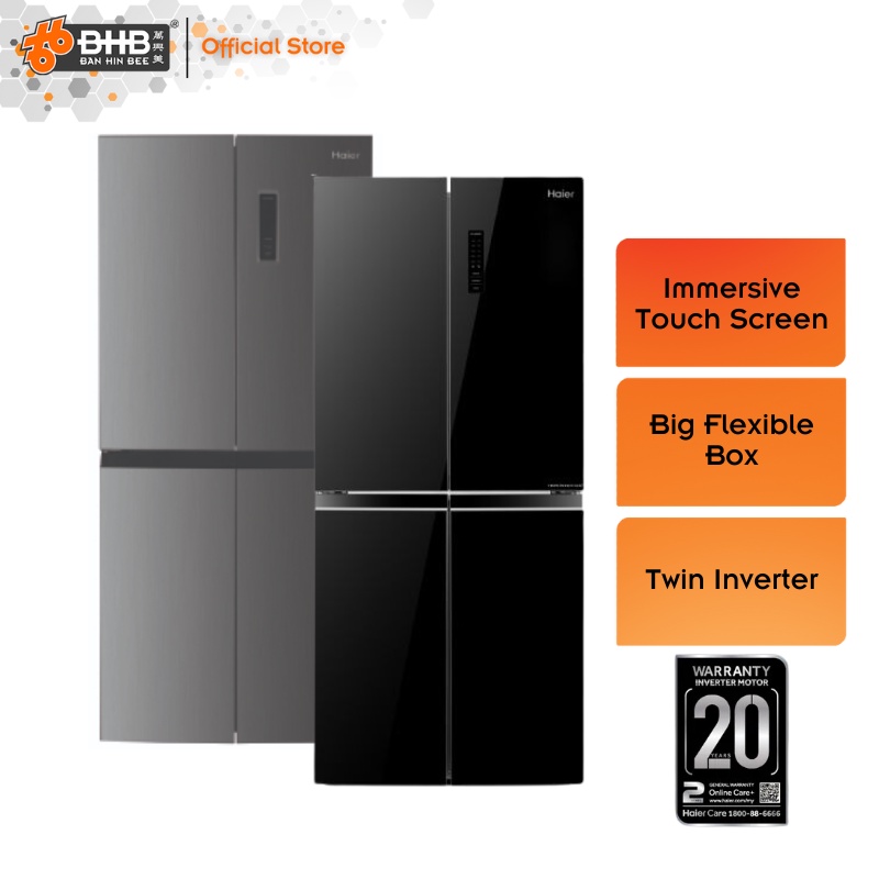 Haier 510L 4 Door Refrigerator Twin Inverter Glass Door HRF510GB