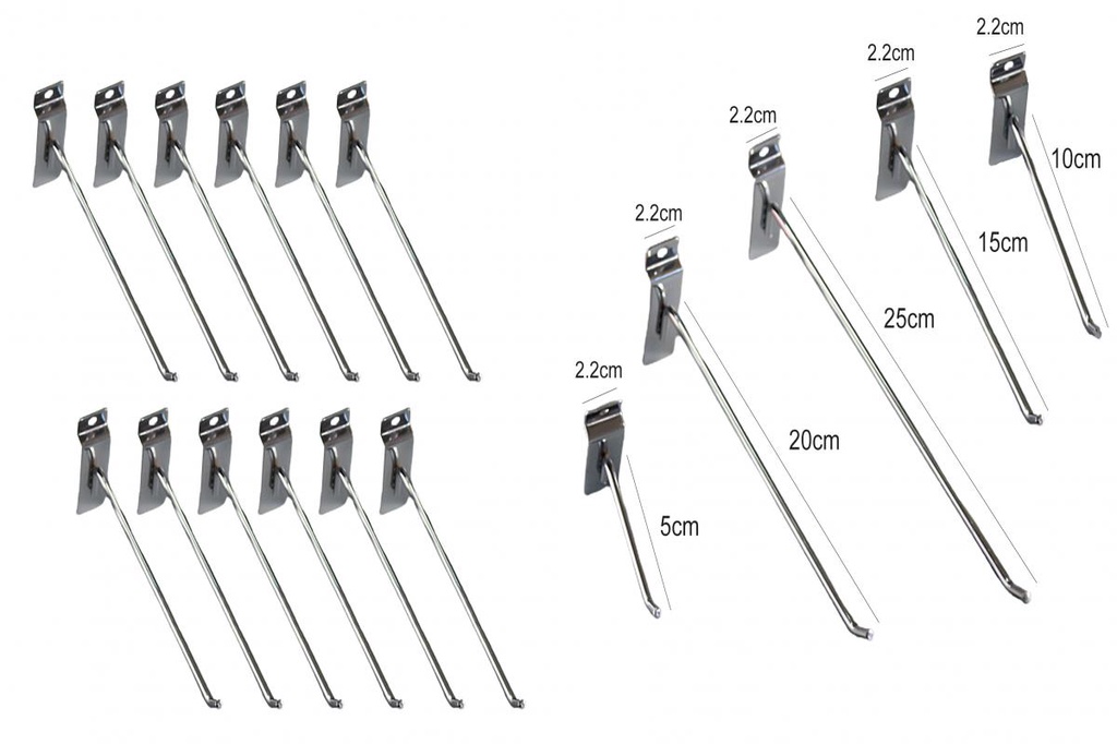 10Pcs/set Wall Slatwall Panel Hooks Plated Pegboard Hooks