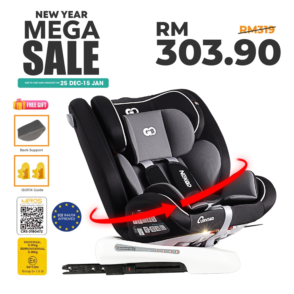 Nexgo Baby Car Seat 360 ISOFIX Carseat Murah Newborn to 12Year Old