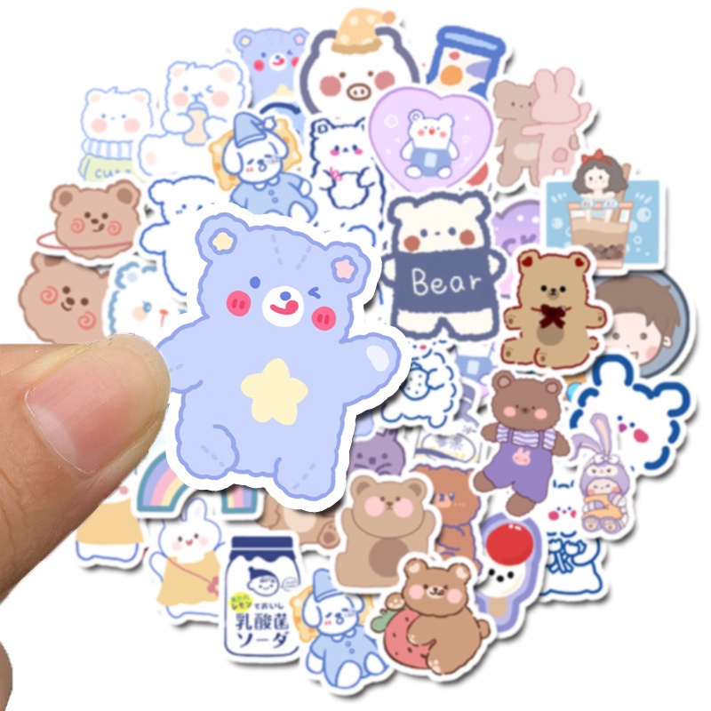 90pcs Cute Cocoa Bear Sticker Kids Diy Tool Computer Stickers for Water ...