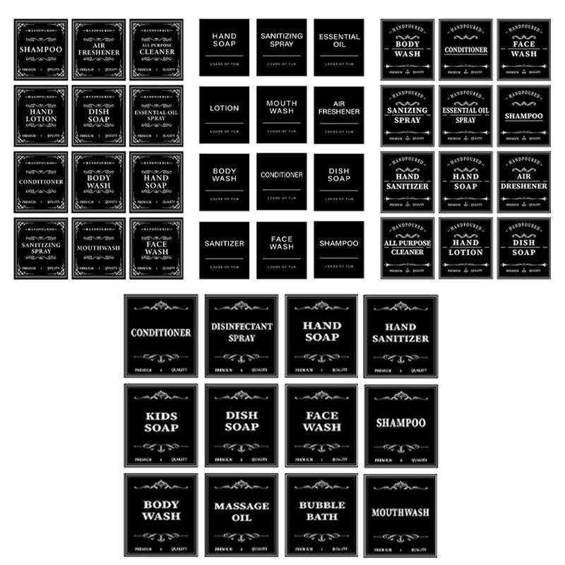 HOT 6/7/8/12pcs Lotion Label Sticker Shampoo Conditioner Body Wash ...