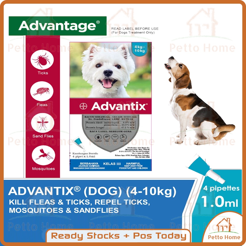 Advantix Dog Spot On Tick Flea Treatment (4kg 10kg)ANTI KUTU FLEA OUT