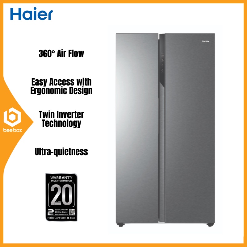 Haier HSR3918FNPG 569L Side By Side Refrigerator Fridge Twin Inverter