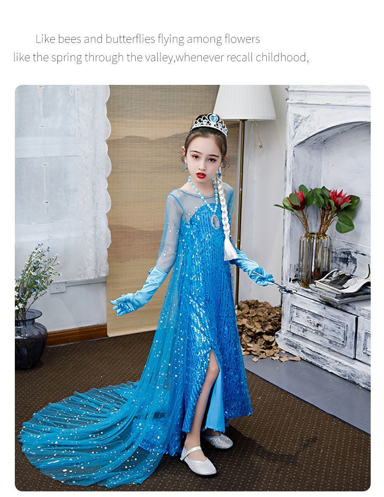 Elsa Princess Dress Girls Children Summer Frozen Elsa Dress New Style ...