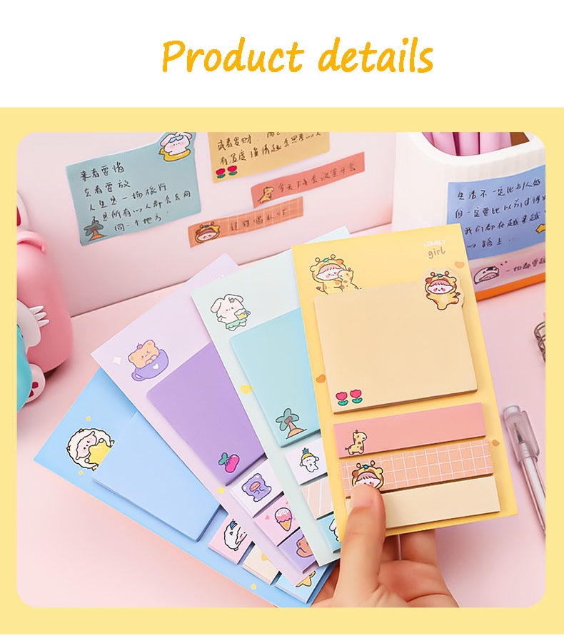 Cartoon Sticky Notes kawaii Cute Memo Pad Portable Index Label Stickers ...