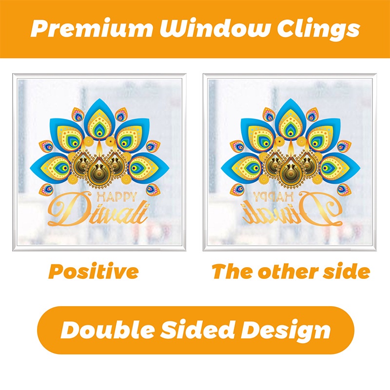 9 pcs/set Diwali Electrostatic Window Sticker Deepavali Decor Festival ...