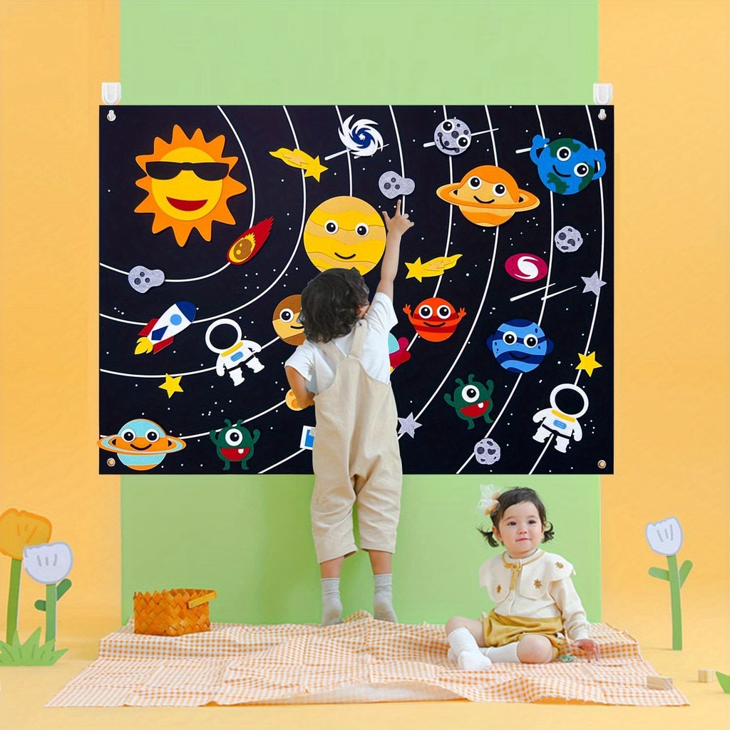 Outer Space Felt Montessori Board Toy Solar System Universe ...