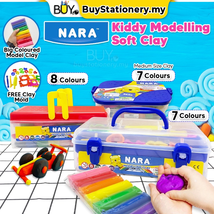 NARA Modelling Clay Set Never Dry + Mold Cutter Tanah Liat 7/8s (BOX