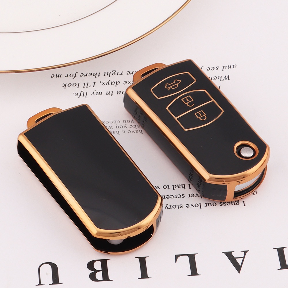 TPU Car Key Cover Case For Mazda (2,3,5,6,CX7,CX9,RX8,MX5,MPV,Demio) – 2 Or 3 Buttons, Black