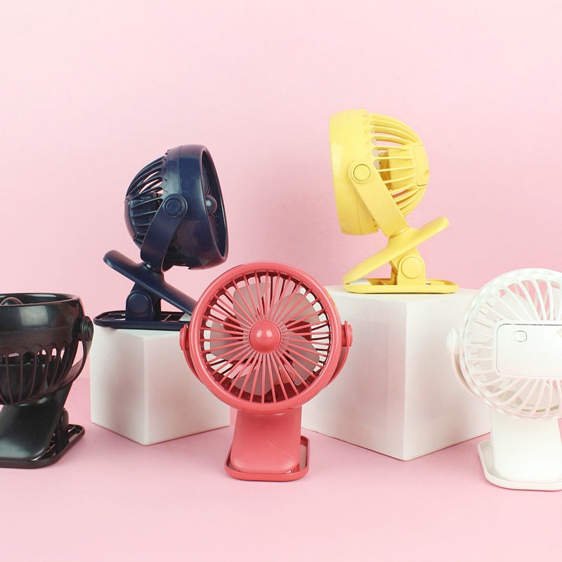 Rechargeable 720° Rotatable Mini Clip Fan 3 Speed Modes Desktop Air Cooler Baby Stroller Cooling