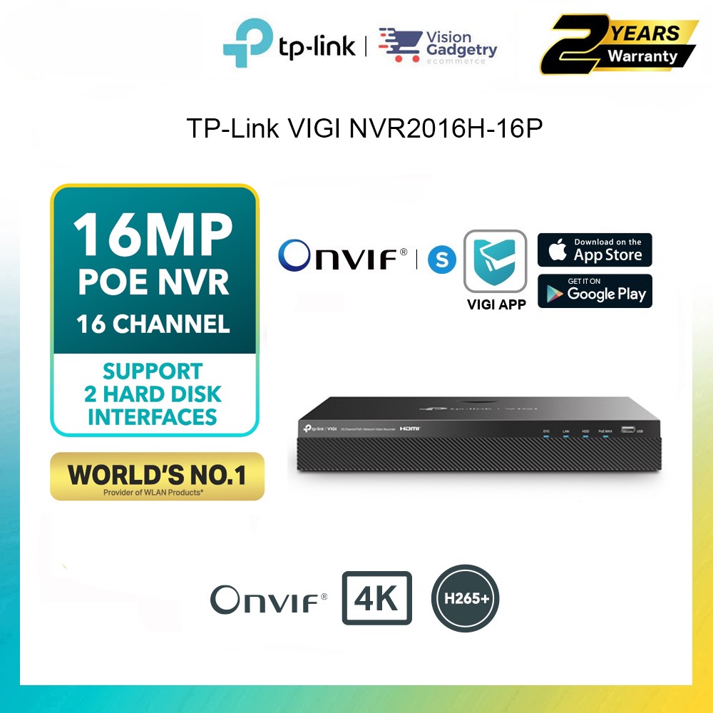 TP-Link VIGI NVR2016H-16P VIGI 16 Channel PoE+ Network Video