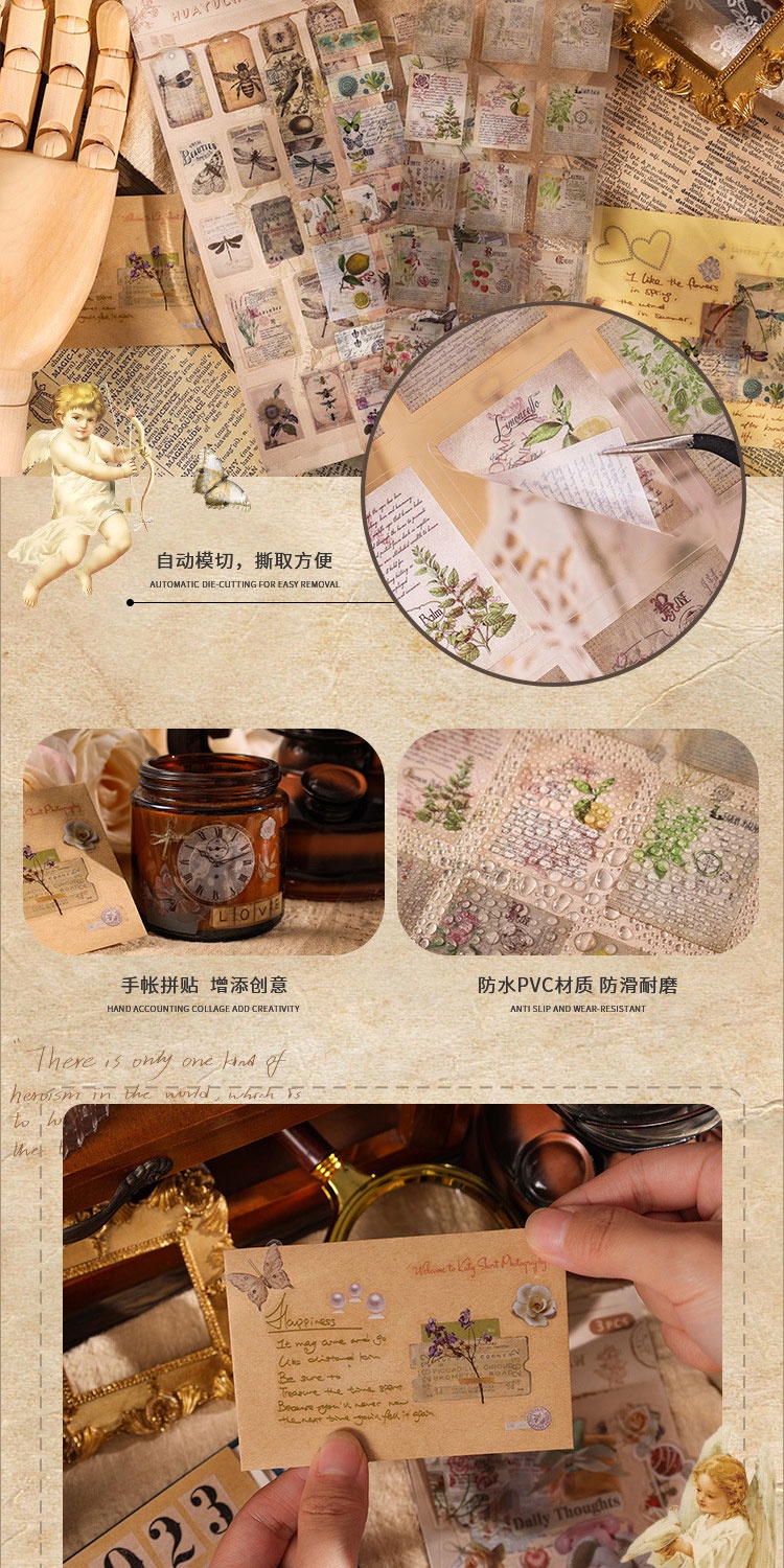 Journamm 3pcs/pack Vintage Stickers Collage Scrapbooking Materials DIY ...