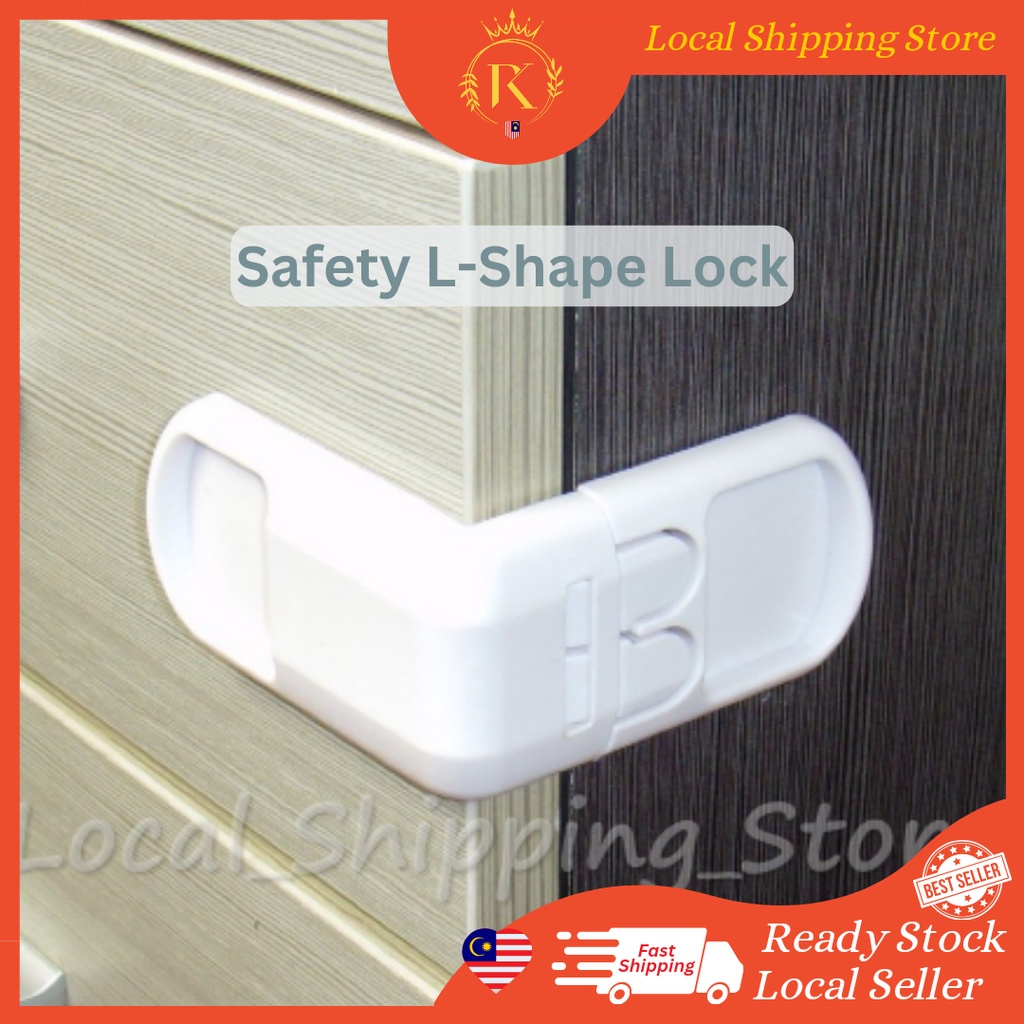 【LOCAL SHIP】🔒Pengunci Laci L-Shape Children Baby Safety Lock Cupboard ...