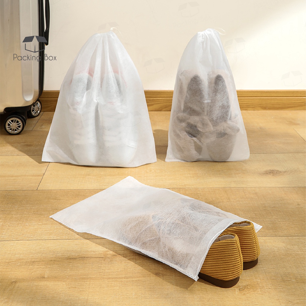 PKB Non-Woven Shoe Bag Drawstring Shoe Bag Women Men White Shoe Bag ...