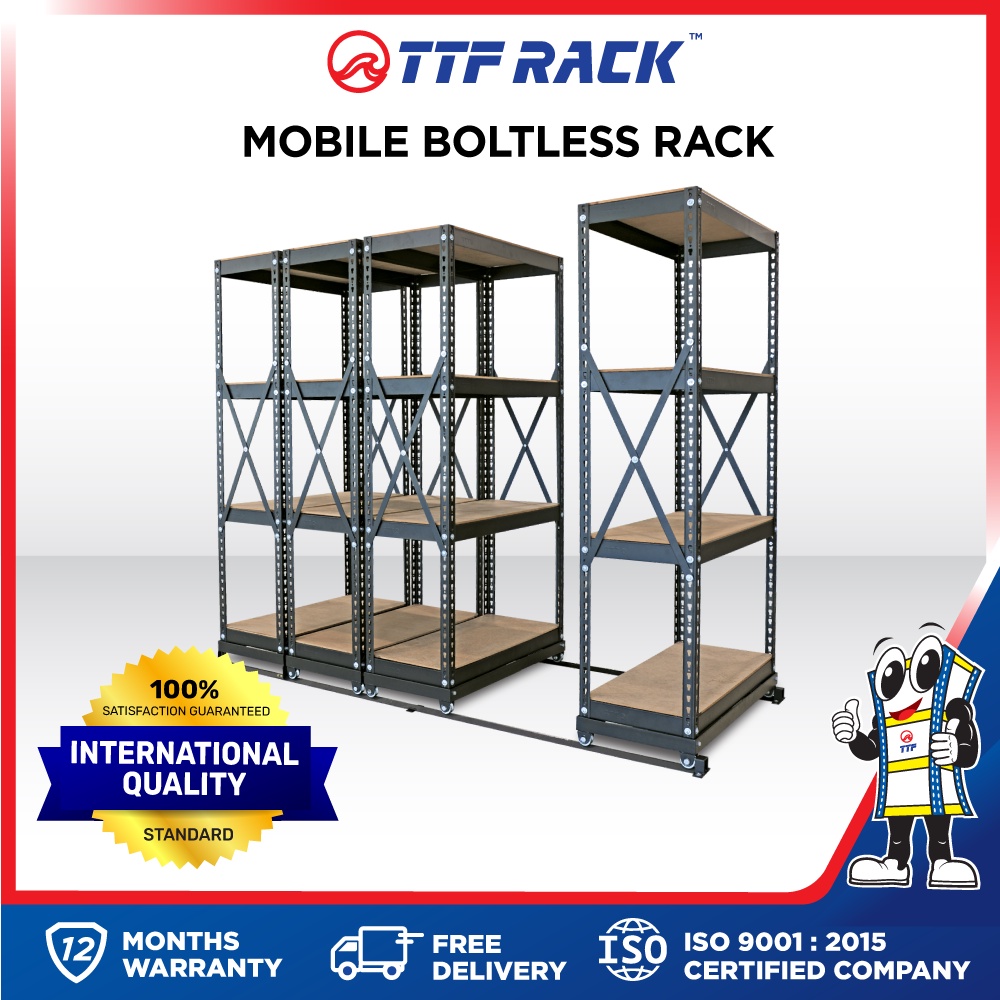 Klang Valley Mobile Boltless Rack Preorder with Wheel Rak Roda Office