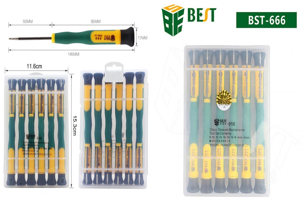 [RB] 12Pcs/Set Screw Drivers Strong Antiskid Design Rotatable