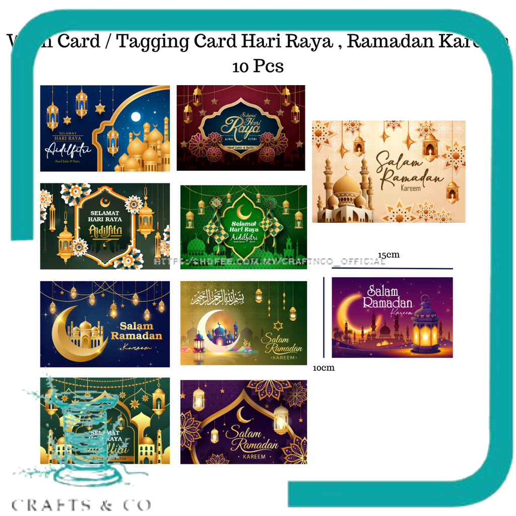 10pcs WISH CARD HARI RAYA FOR HAMPER / KAD TAG GIFT BOX / FRONT ...