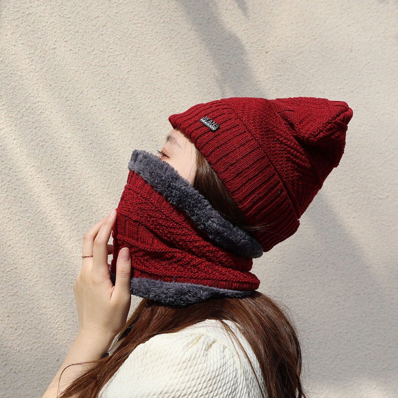Outdoor Snow Riding Ski Ear Protection Bonnet Solid Color Plush Knitted ...