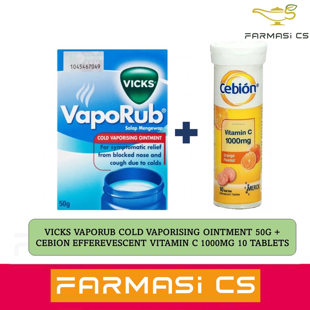 VICKS VapoRub Cold Vaporising Ointment 50g EXP12/2025 + Cebion