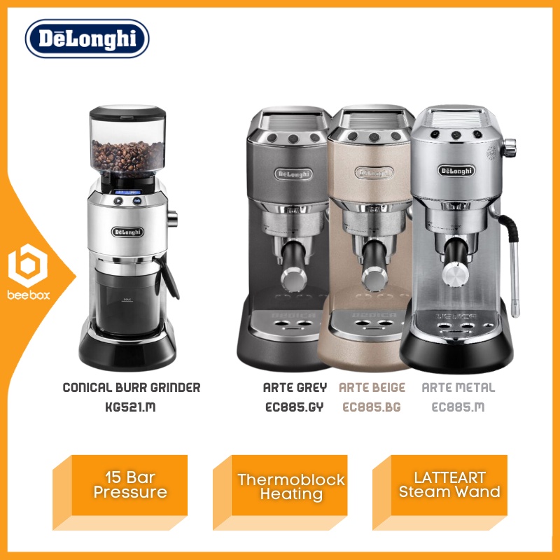 Delonghi EC885 Dedica Arte Manual Espresso Machine (Arte Grey/Metal ...