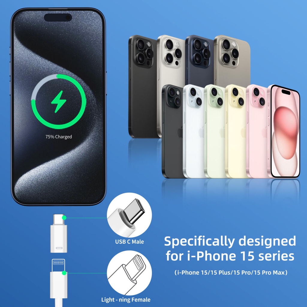 HdoorLink 8PIN Charging Adapter iOS Female To Type C Male Fast Charger ...