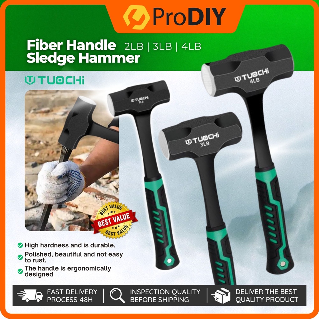 2LB 3LB 4LB Sledge Hammer With Fiber Handle Octagonal Hammer Repair ...