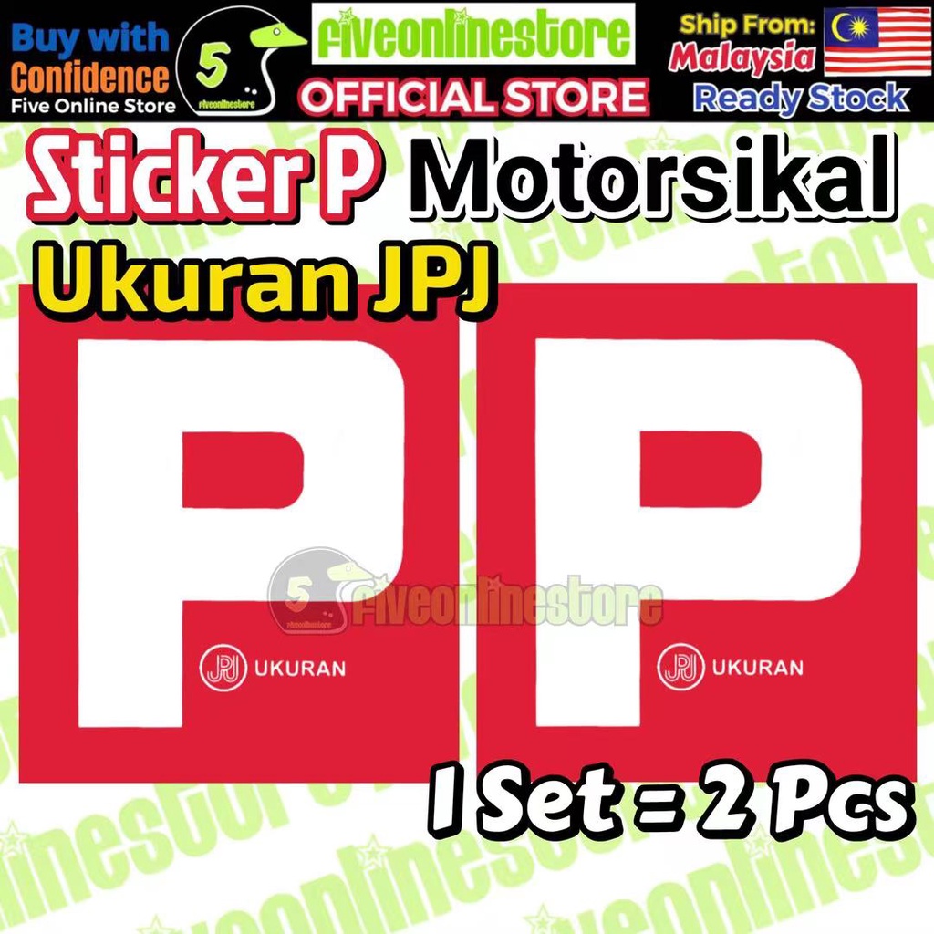 Sticker P Lesen Motor Motosikal Motorcycle Motorbike Lesen P Ukuran ...