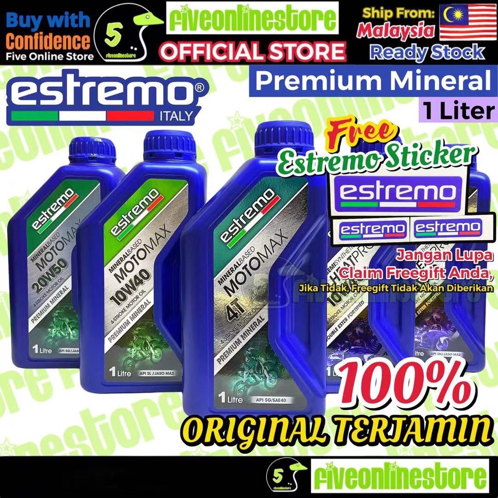 ESTREMO Engine Oil 100 ORIGINAL Italy HEATPRO MOTOMAX 4T Fully