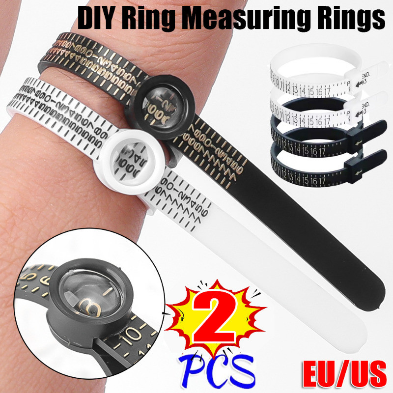 Diy Ring Measuring Rulers With Magnifying Glass - EU/UK/US Size ...