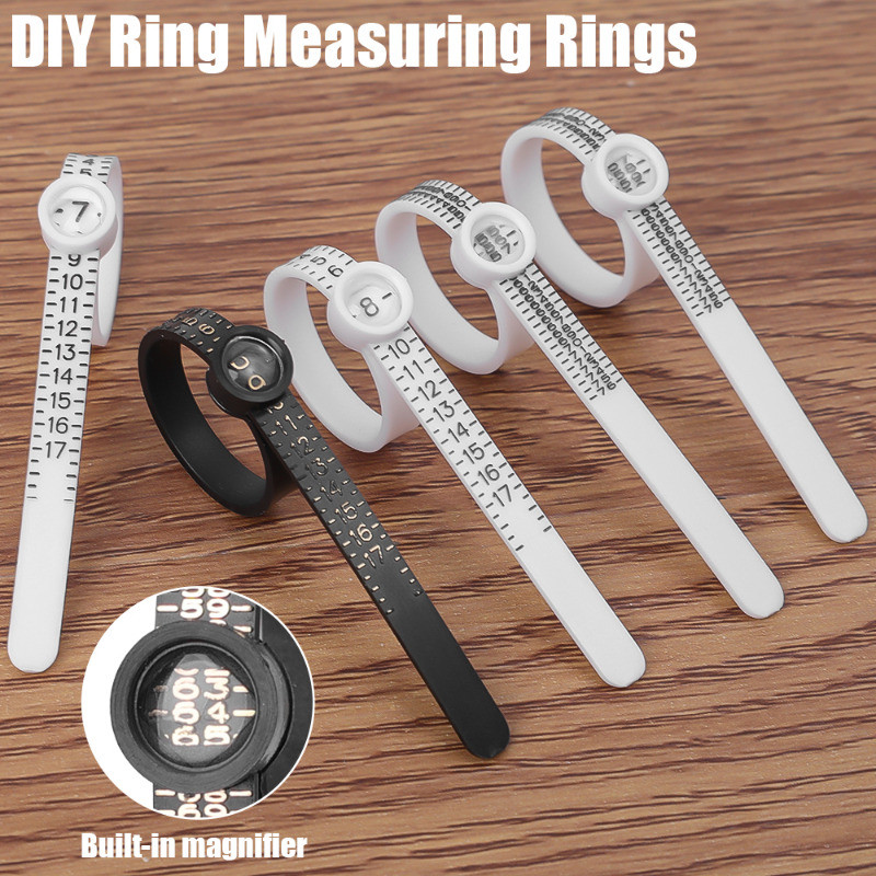 Diy Ring Measuring Rulers With Magnifying Glass - EU/UK/US Size ...