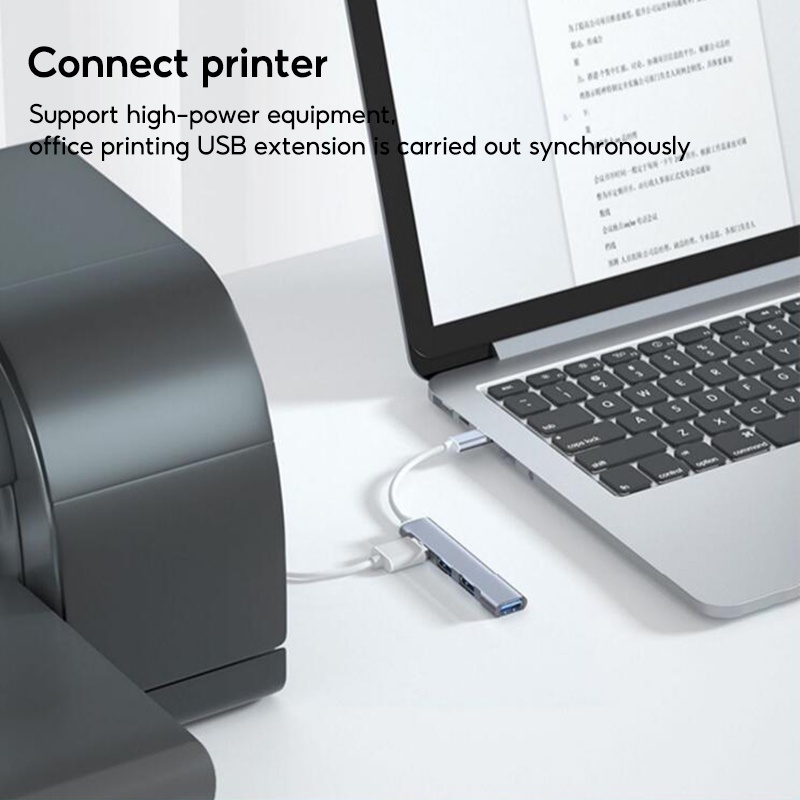 thumbnail image 2 of USB C To 4-Port USB 3.0 Hub Splitter Adapter For MacBook, IMac, PC - OTG Compatible 2 of 6