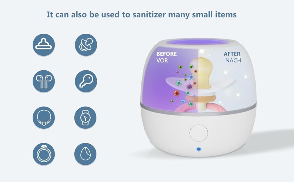 Upgrade Portable Pacifier Sanitizer UV Light Sterilizer Box Easy to ...