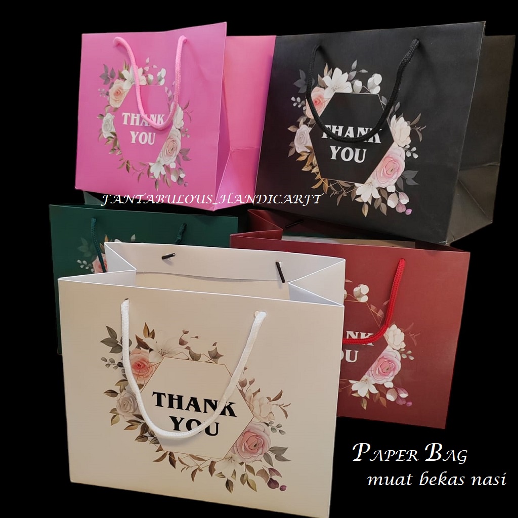 100pcs Paper Bag Panjang size Bekas Nasi Goodies Bag White Card ...