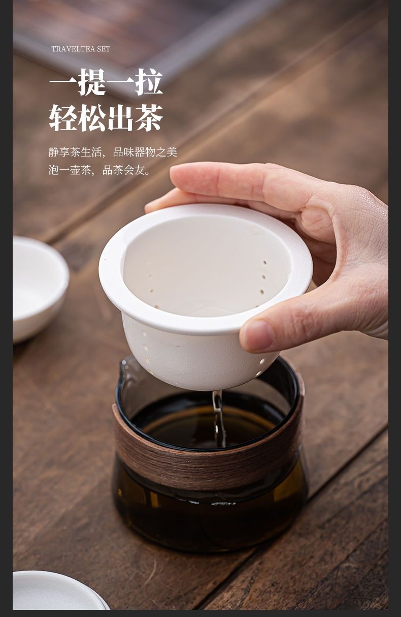 Portable Palace Style Chinese Tea Set Teapot One Pot Three Cups Travel ...